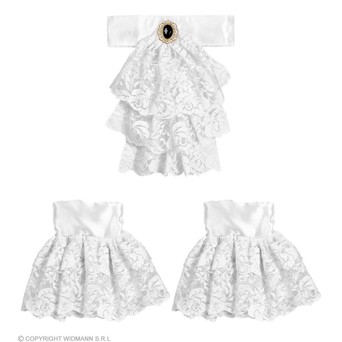 Jabot Tessuto Bianco Pizzo con Polsini |Widmann