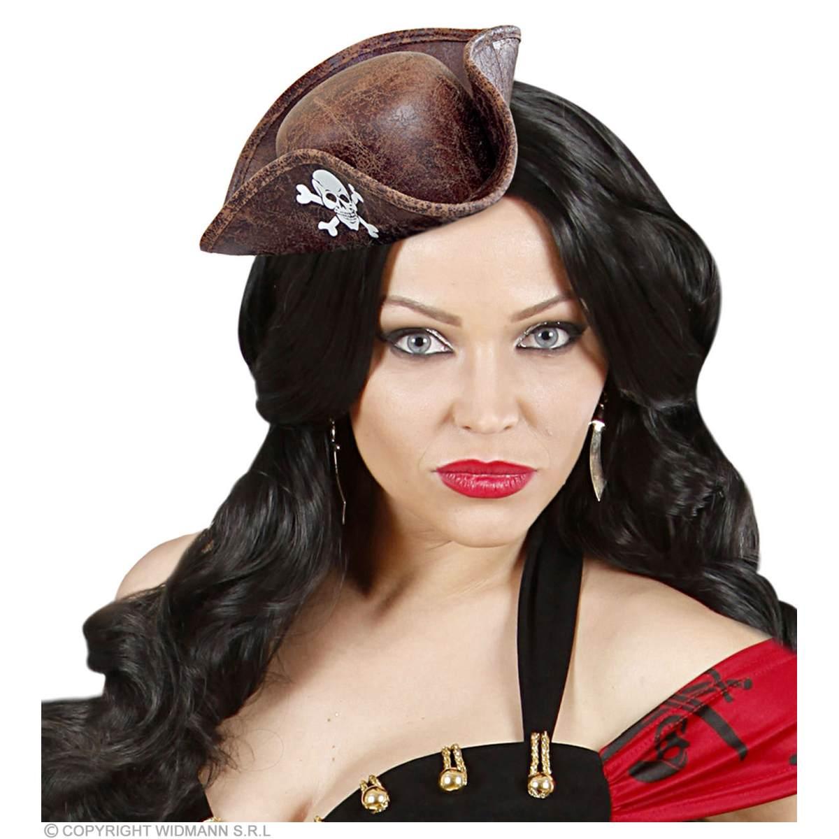 Cappello Mini Piratessa Similpelle Marrone |Widmann