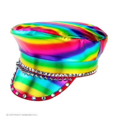Cappello Multicolor con Visiera e Borchie
