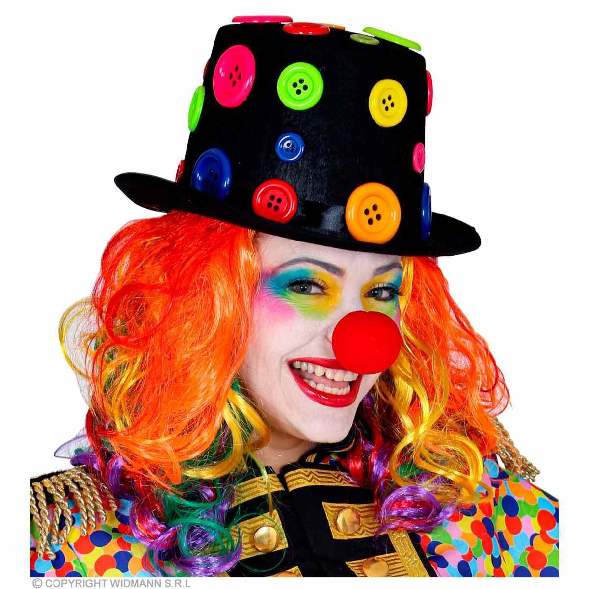 Cappello Cilindro Feltro Nero con Bottoni Colorati |Widmann