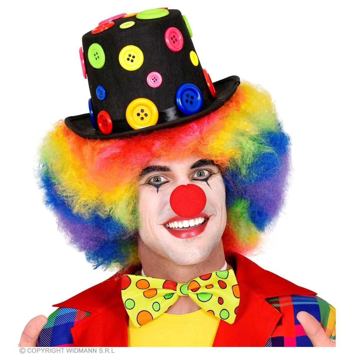 Cappello Cilindro Feltro Nero con Bottoni Colorati |Widmann