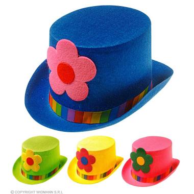 Cappello Cilindro Feltro con Fiori Disponibile 4 colori