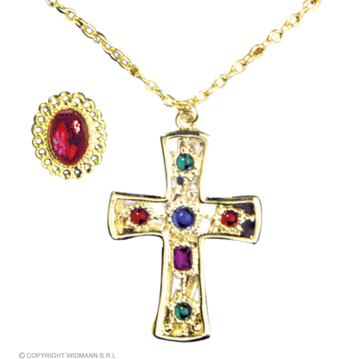 Collana Croce Oro con Anello e Pietre |Widmann