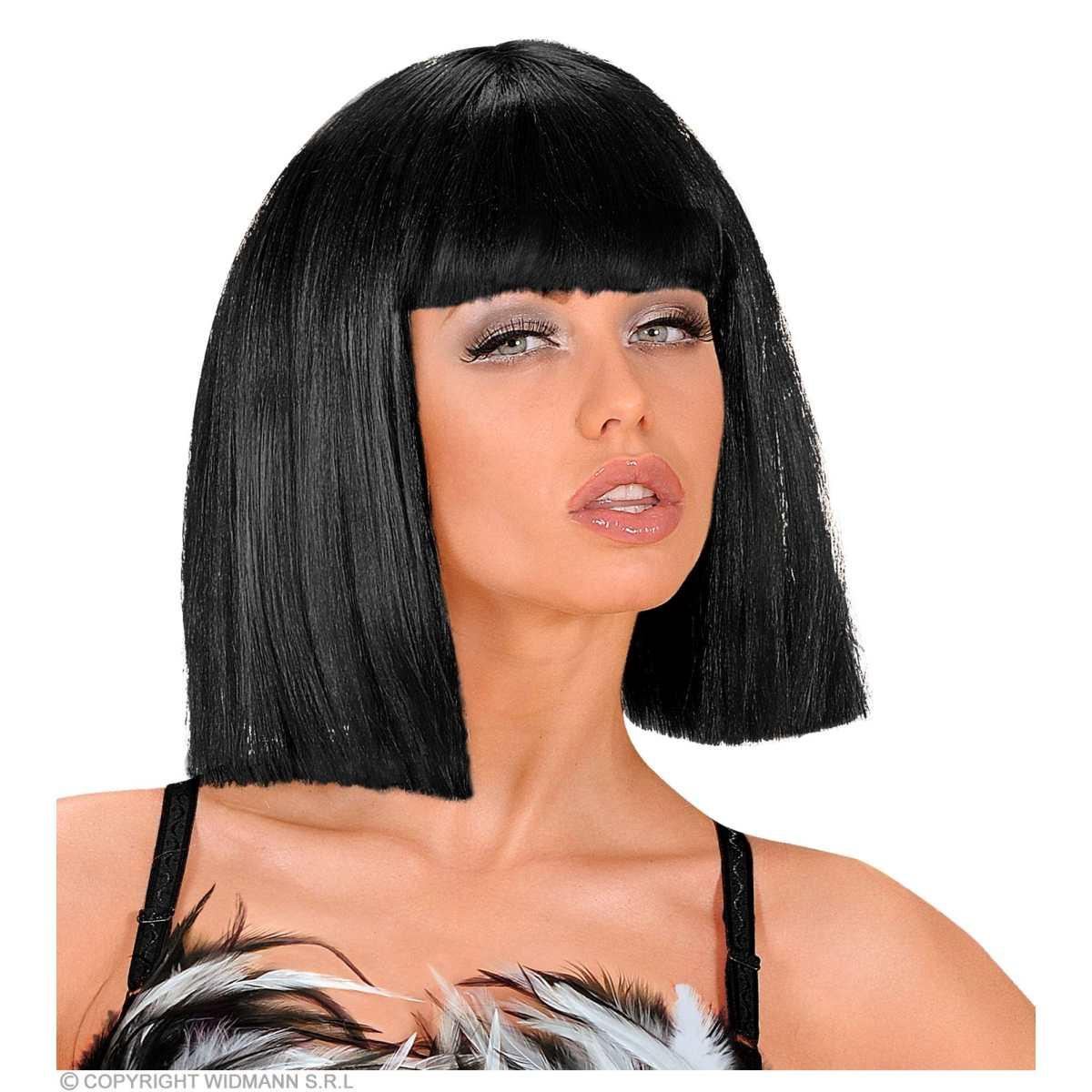 Parrucca Caschetto Nera Liscia con Frangia Show Girl |Widmann