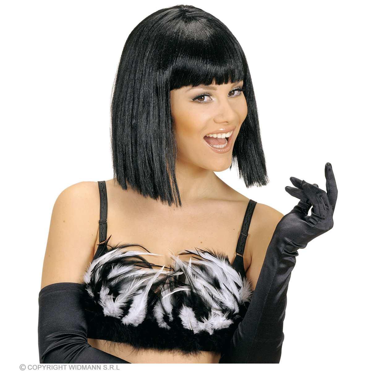 Parrucca Caschetto Nera Liscia con Frangia Show Girl |Widmann
