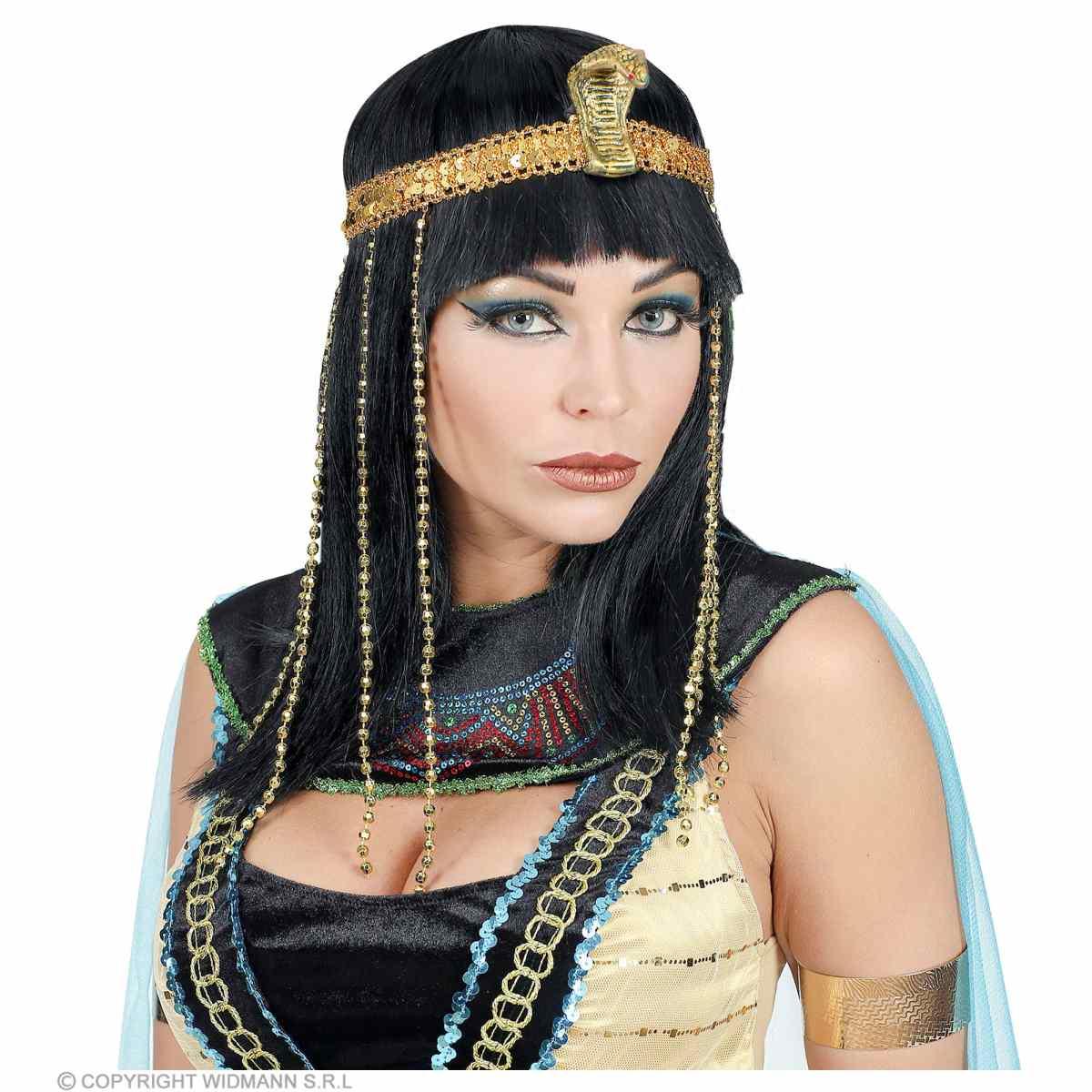 PArrucca Egiziana Nera con Fascia Oro e Serpente