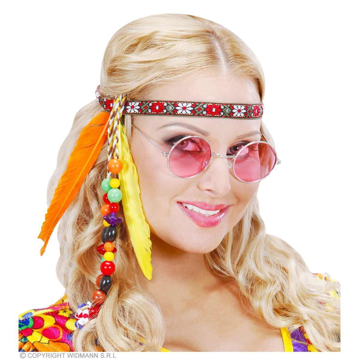 Fascia Hippie Anni 70 80 con Perline e Piume