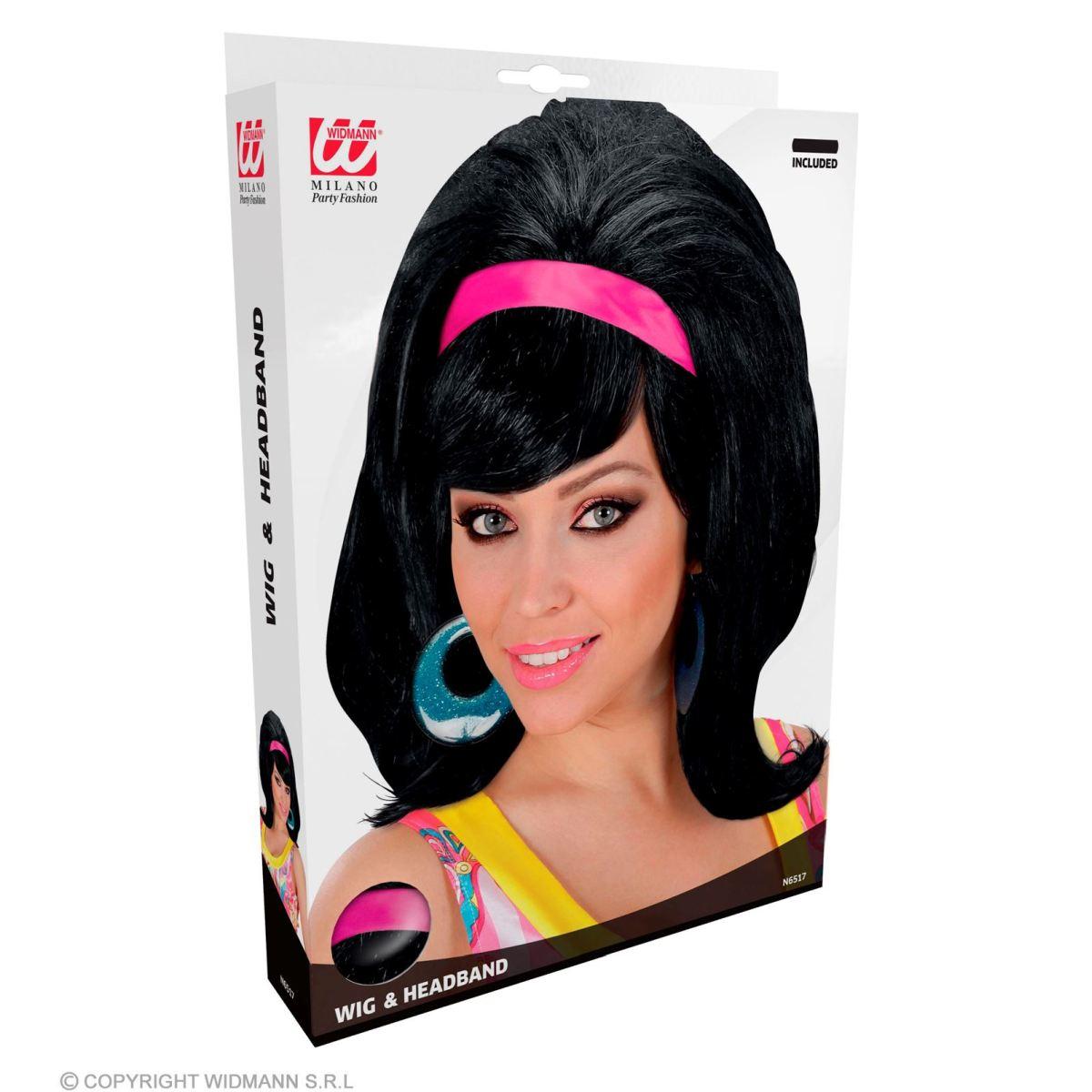Parrucca Anni '50/'60 Nera con Fascia |Widmann