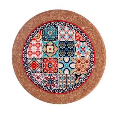 Sottopentola Mattonella Ceramica Mosaico Tonda cm.Ø19xh1