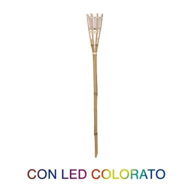 Fiaccola Bambu LED con Candela Citronella cm.Ø8,5xh76