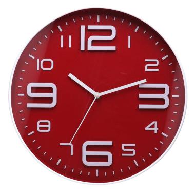 Orologio Parete Plastica Rosso Tondo cm.Ø35