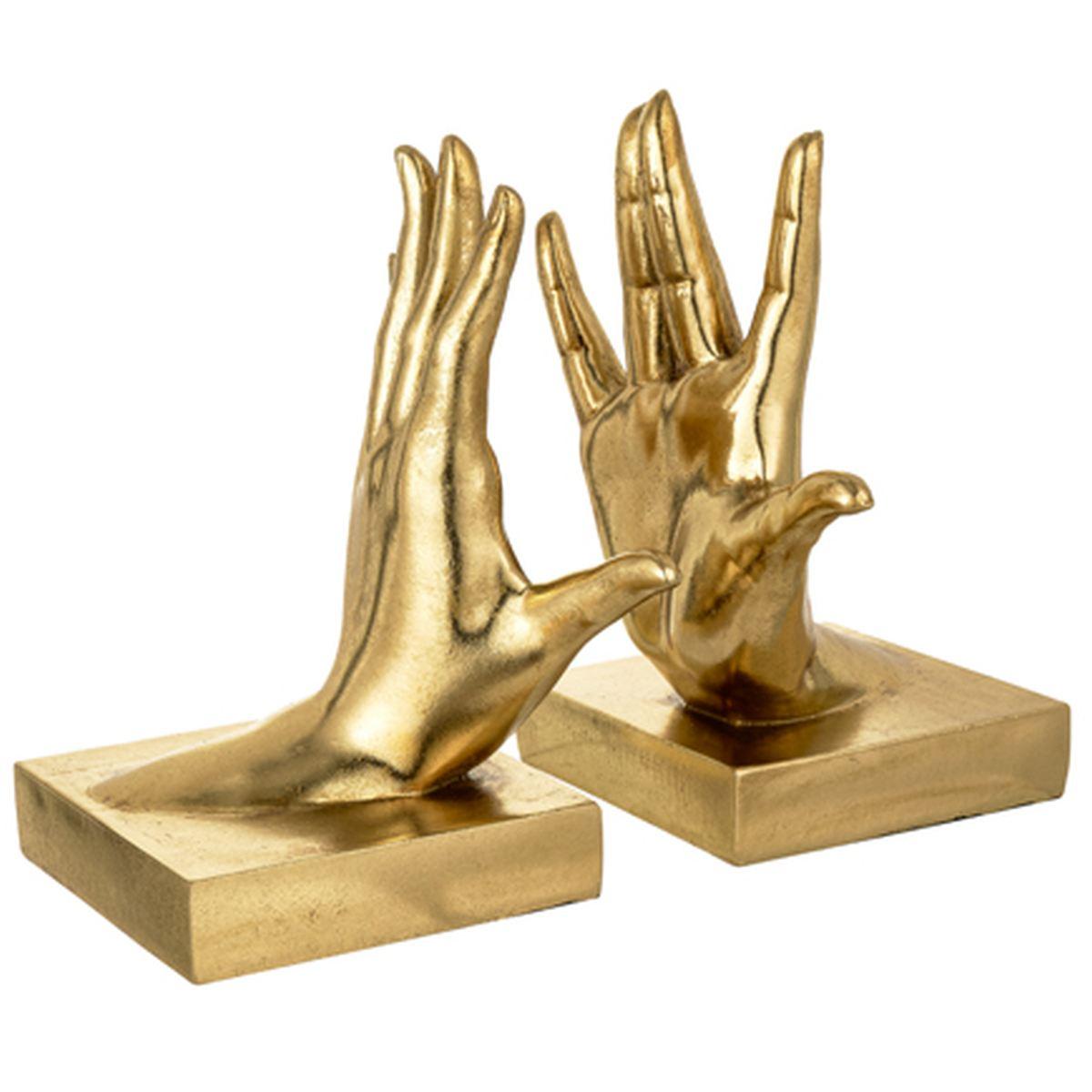Ferma Libri Resina Mani Oro cm.12x16x21 | Montemaggi