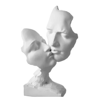 Decorazione Resina Scultura Bianca Il Bacio cm.13x21 353