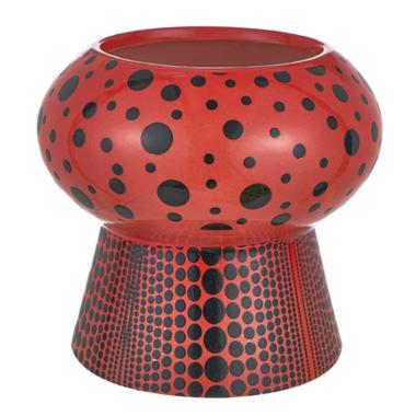 Vaso Ceramica Rosso Pois Neri cm.Ø16x14