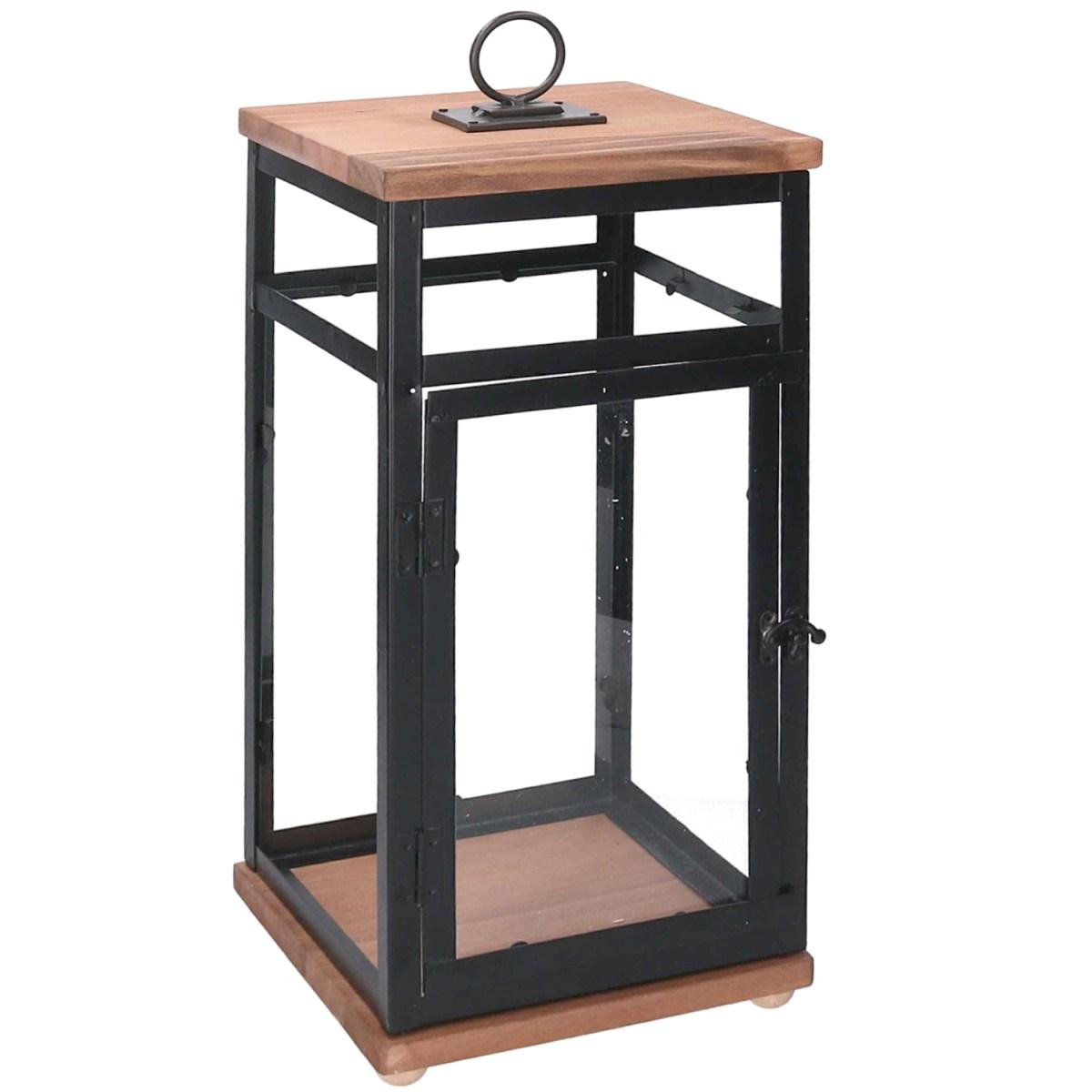 Lanterna cm.26x26xh59 Legno Noce e Metallo |Vacchetti