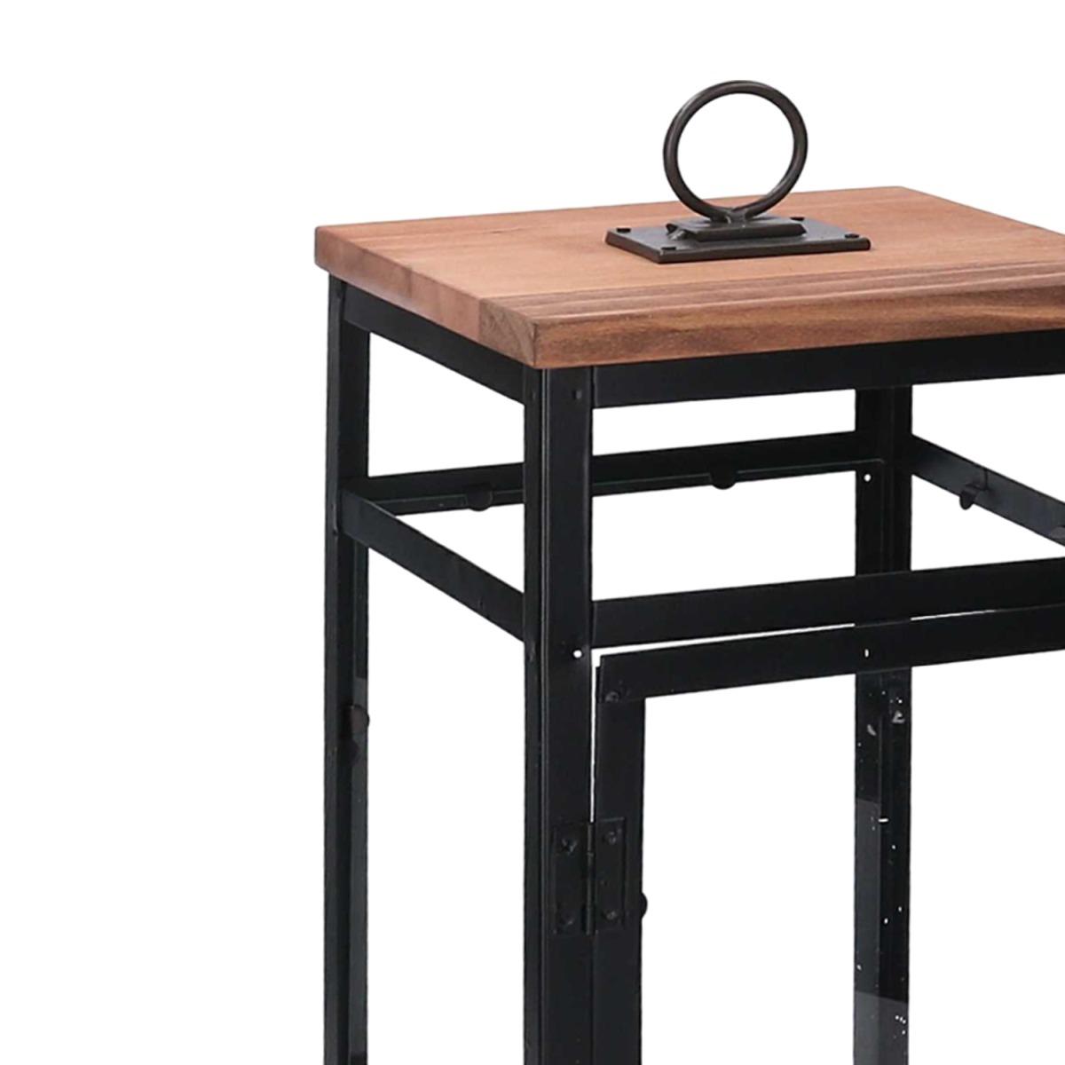 Lanterna cm.26x26xh59 Legno Noce e Metallo |Vacchetti