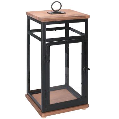 Lanterna cm.26x26xh59 Legno Noce e Metallo |Vacchetti