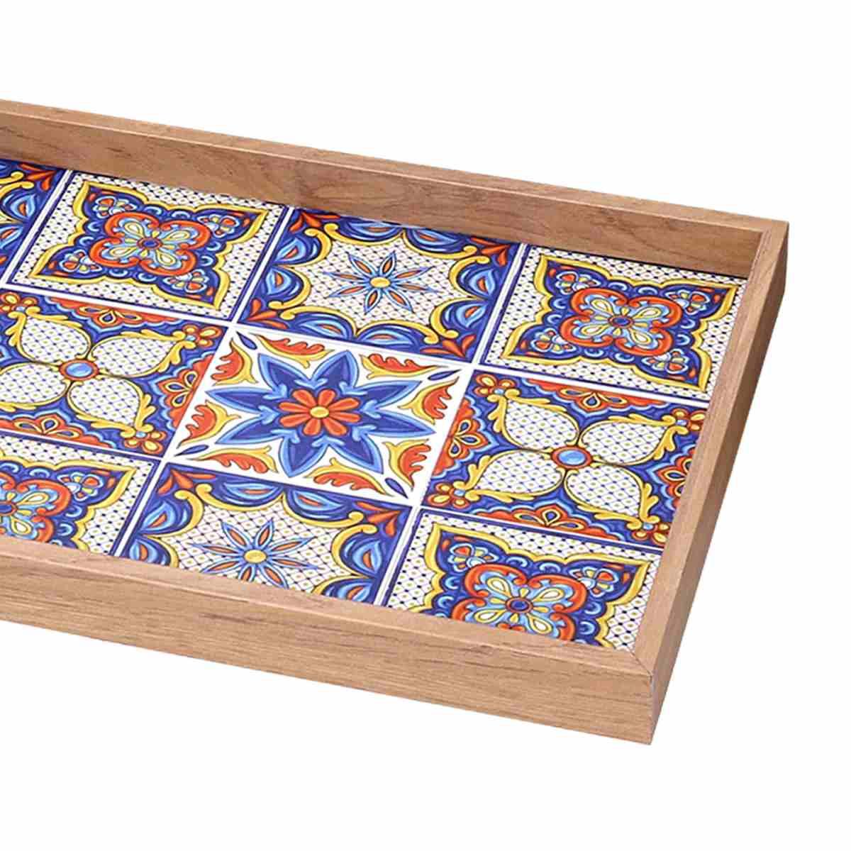 Vassoio Legno Rettangolare Blu con Bordo Naturale cm.39x24xh3 | Vacchetti