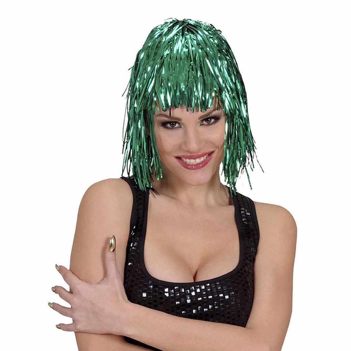 Parrucca Disco Laminiata con Frangia 6 Colori |Widmann