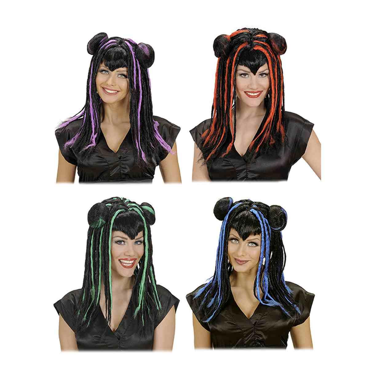 Parrucca Mitsuko Nera 4 Colori |Widmann