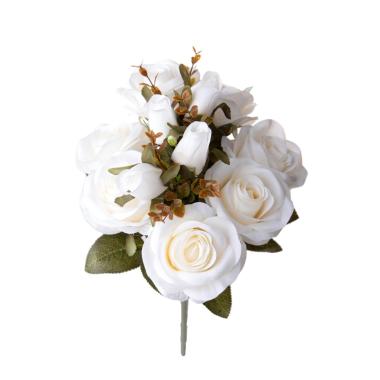 Bouquet Fiori Artificiali Rose Bianche cm.39
