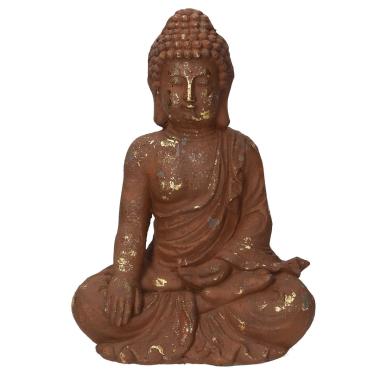 Statua Buddha Resina Bronzo Oro cm.28x19,5xh38