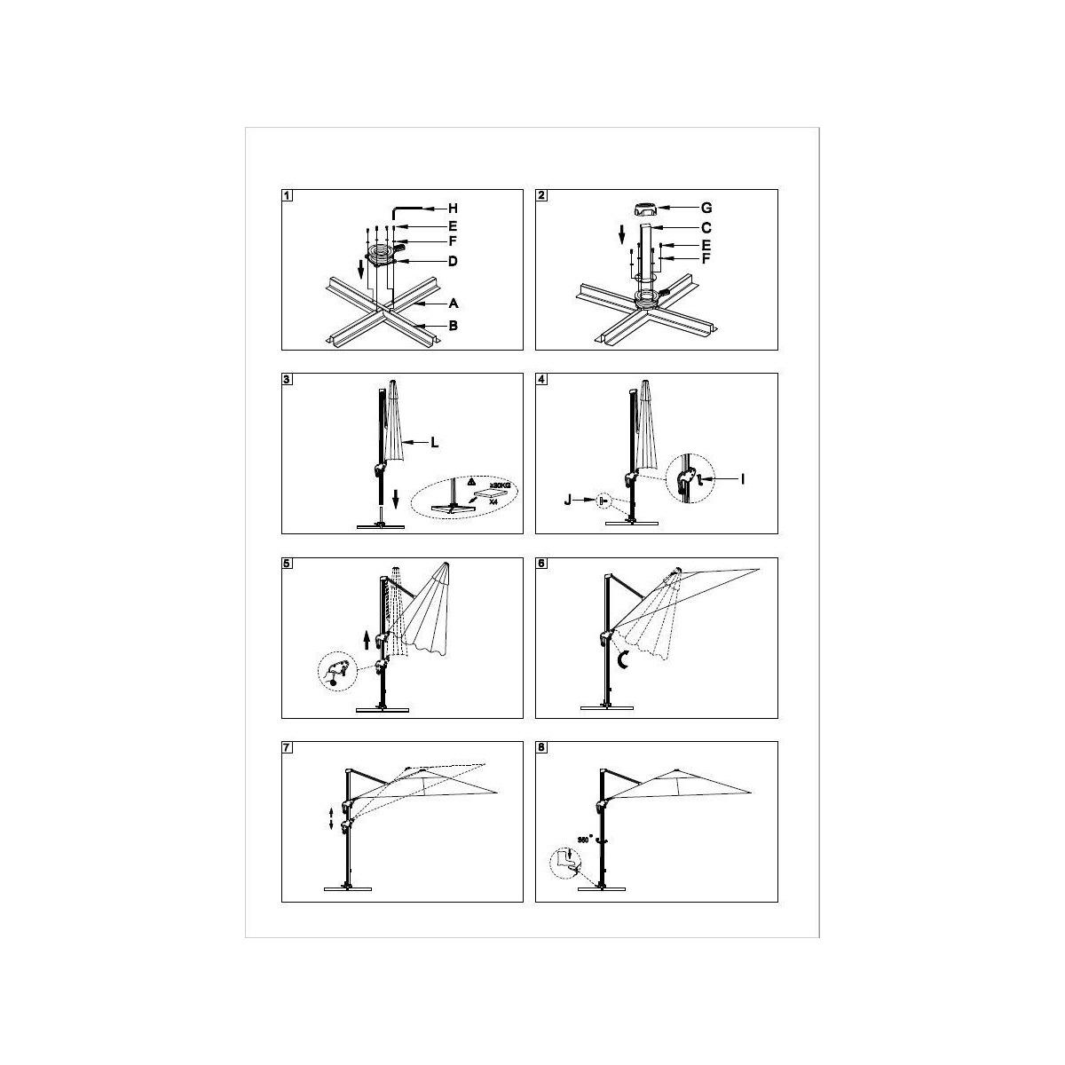 Ombrellone Alluminio Montana 4x4h2,95 Bianco Palo Laterale | Vacchetti