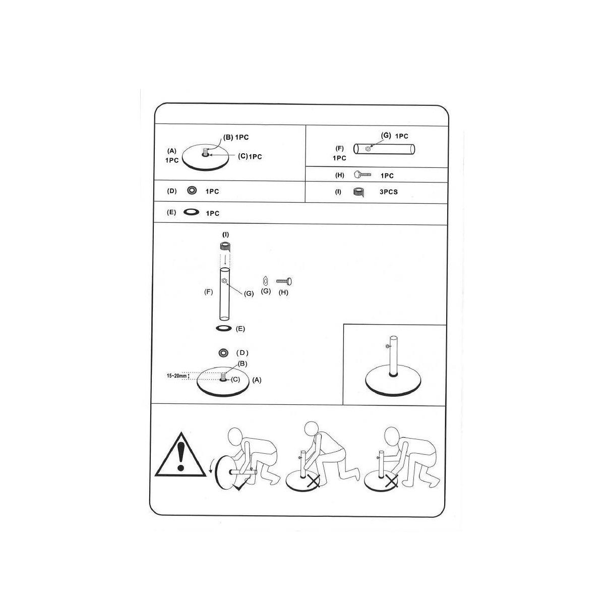 Ombrellone Solo Base Bianco con Decoro cm.50, Kg25 Misura Tubo cm.5,8x0,12h28 | Vacchetti