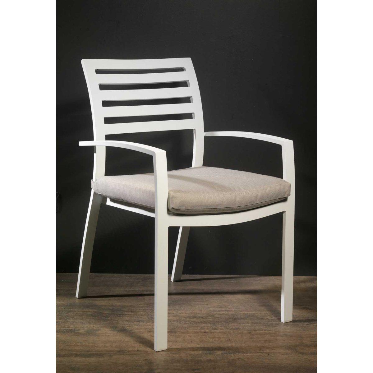 Poltrona Alluminio New Boston Bianco con Cuscini Grigio cm.58x57h88 | Vacchetti