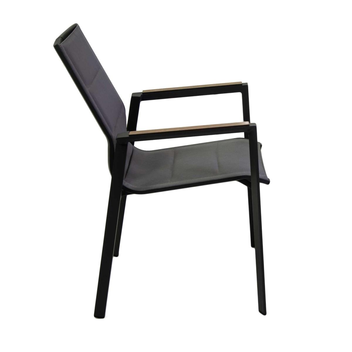 Poltrona Alluminio Textilene Riverside Antracite (Bracciolo In Hpl) cm.56x66h90 | Vacchetti