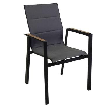 Poltrona Alluminio Textilene Riverside Antracite (Bracciolo In Hpl) cm.56x66h90 | Vacchetti