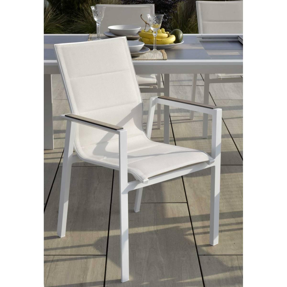 Poltrona Alluminio Textilene Riverside Bianco (Bracciolo In Hpl) cm.56x66h90 | Vacchetti