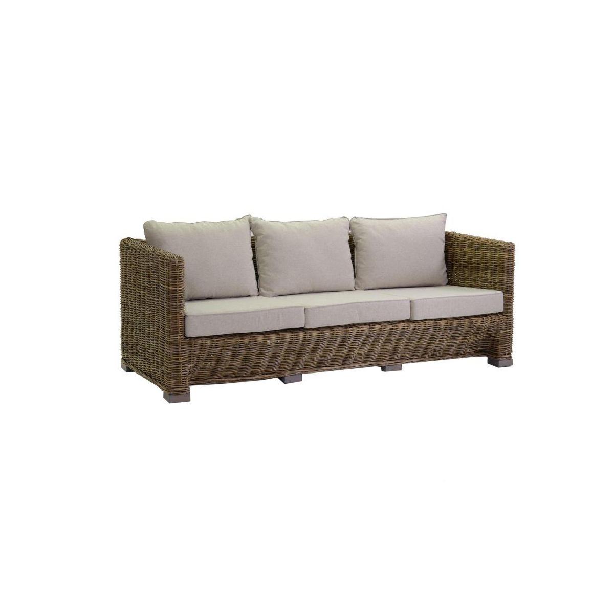 Salotto Manila Rattan Grigio con Cuscini Divano 3 Posti | Vacchetti