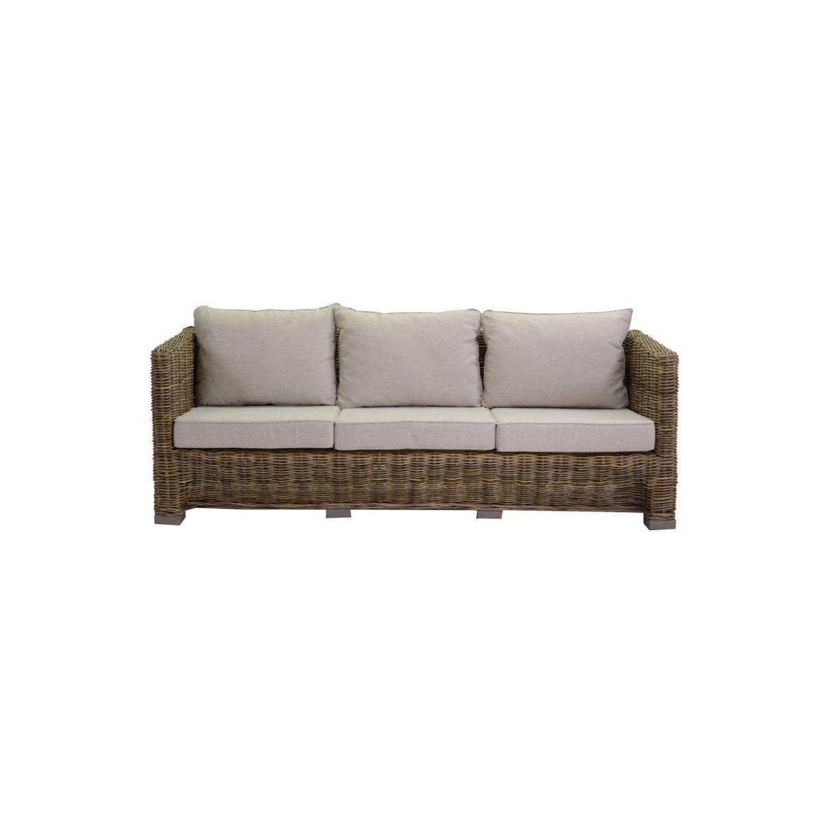 Salotto Manila Rattan Grigio con Cuscini Divano 3 Posti | Vacchetti