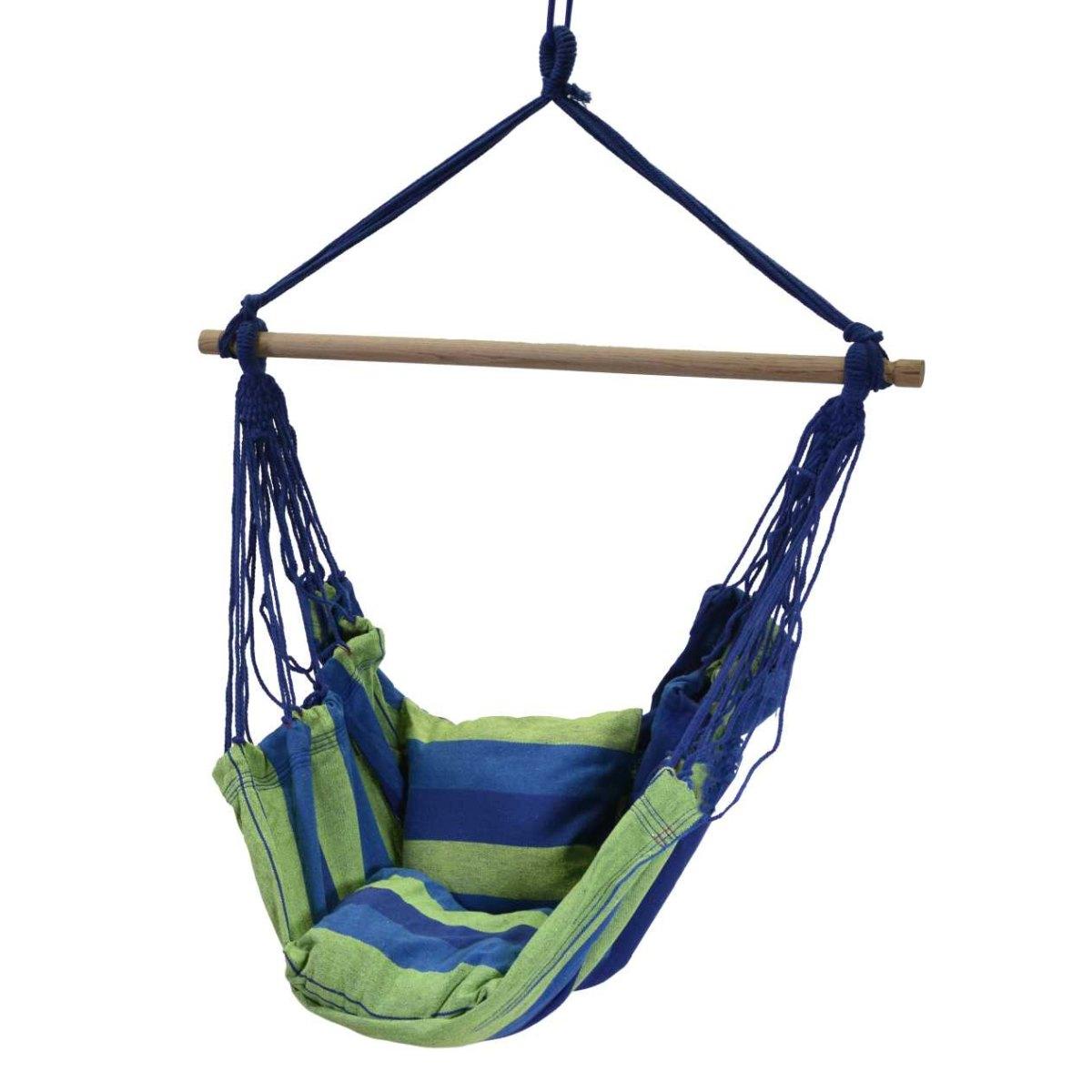 Sedia Dondolo Tessuto Righe Blu e Verdecon 2 Cuscini cm.100x130 | Vacchetti