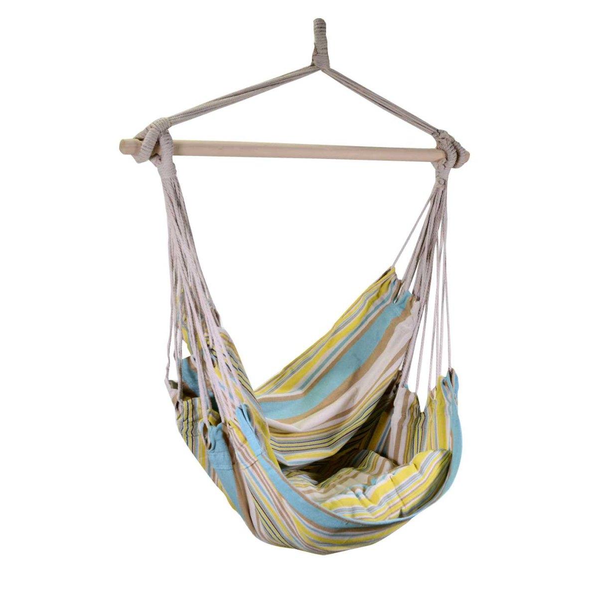 Sedia Dondolo Tessuto Righe Giallo con Cuscino cm.130h100 | Vacchetti