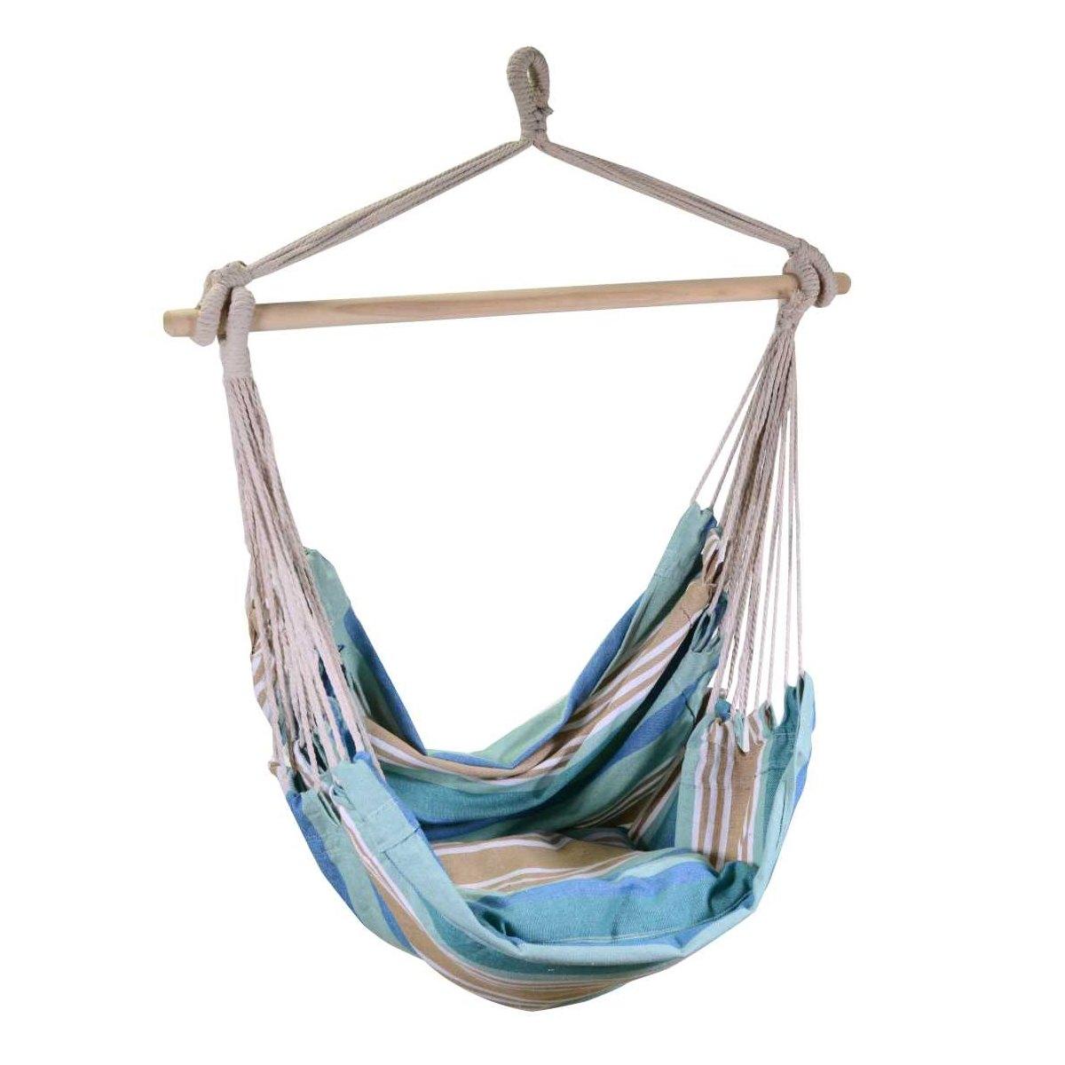 Sedia Dondolo Tessuto Righe Verde Acquacon Cuscino cm.130h100 | Vacchetti