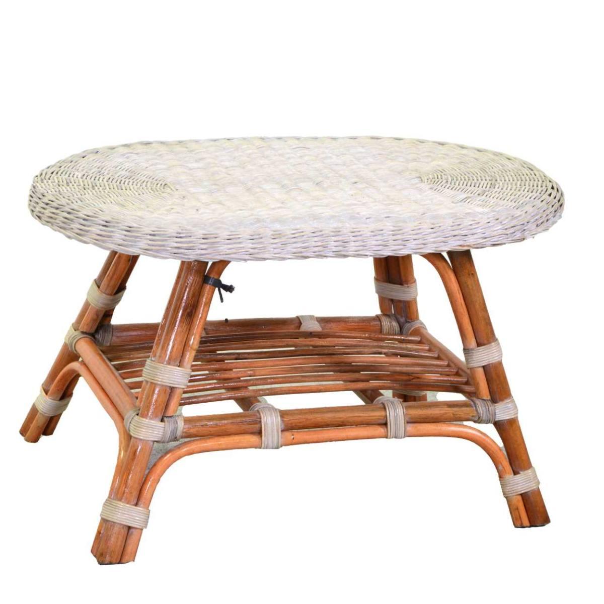 Tavolino Lucrezia Sbiancato Gambe Mieleovale cm.74x52h45 | Vacchetti