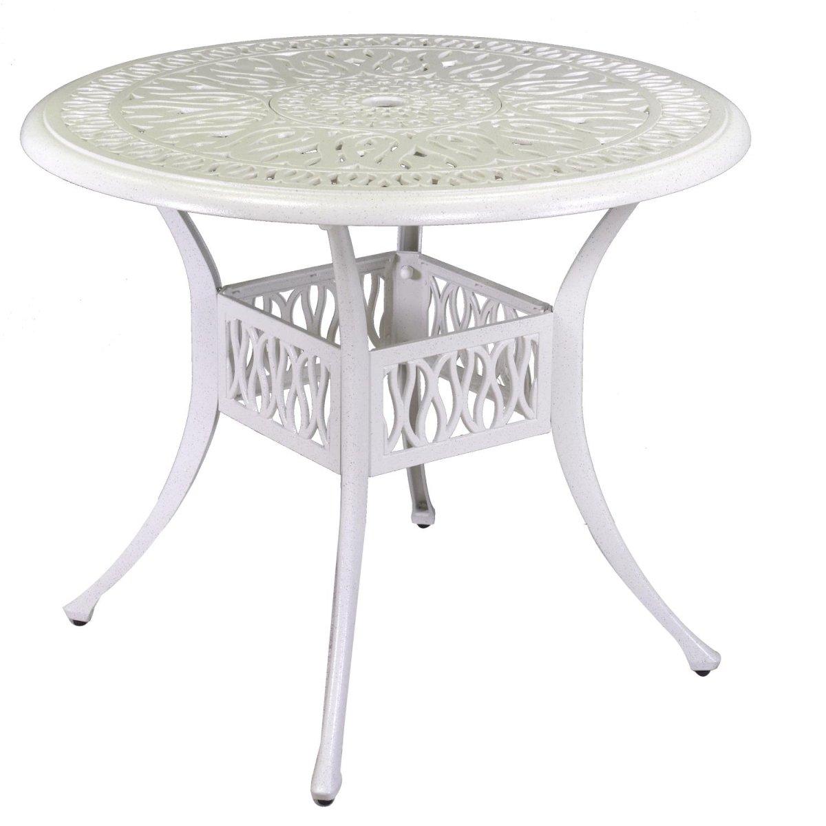 Tavolo Alluminio Pressofuso Maryland Bianco Tondo con 4 Poltrone con Braccioli | Vacchetti