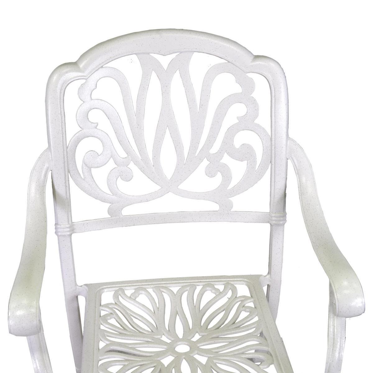 Tavolo Alluminio Pressofuso Maryland Bianco Tondo con 4 Poltrone con Braccioli | Vacchetti