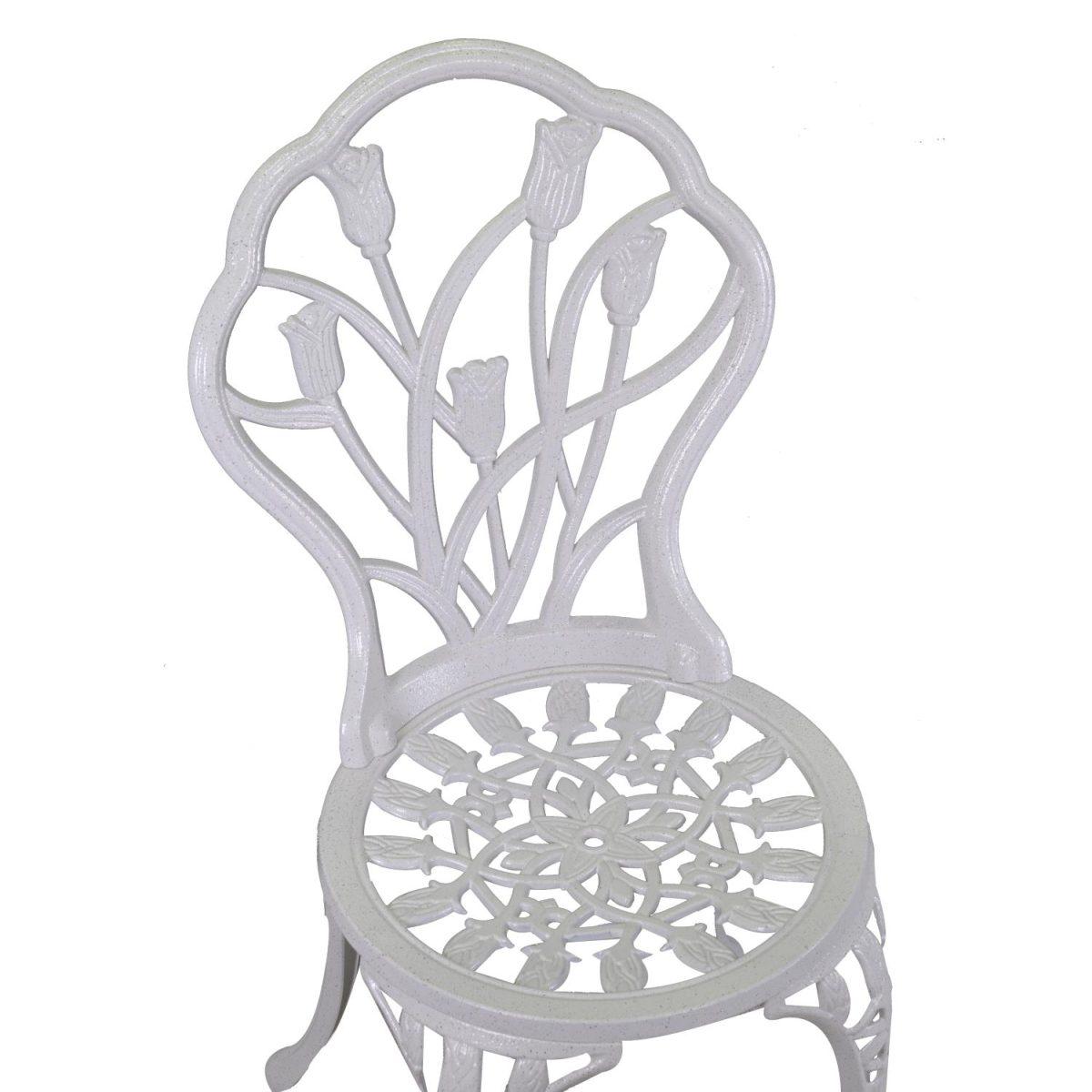 Tavolo Alluminio Pressofuso Parma Bianco Anticato Tondo con 2 Sedie | Vacchetti