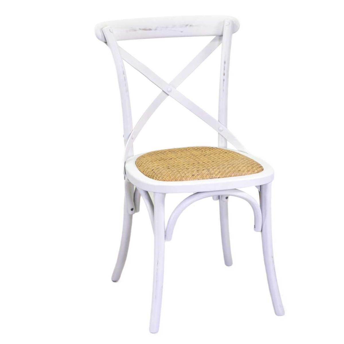 Sedia Legno Cross Bianco Antico Seduta Intreccio cm.51x55h46,5/89 | Vacchetti