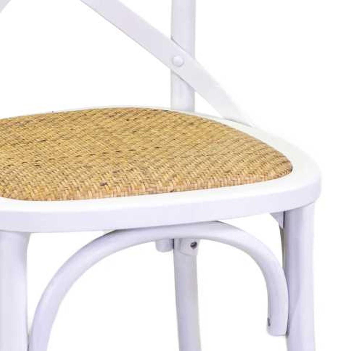 Sedia Legno Cross Bianco Antico Seduta Intreccio cm.51x55h46,5/89 | Vacchetti
