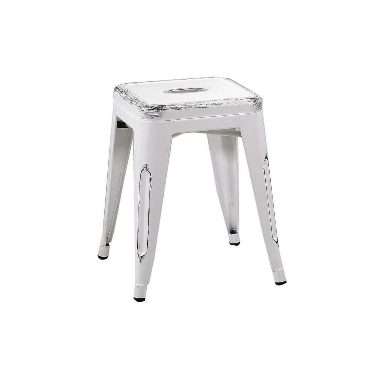 Sgabello Ferro Bristol Bianco Antico cm.39x39h45 | Vacchetti