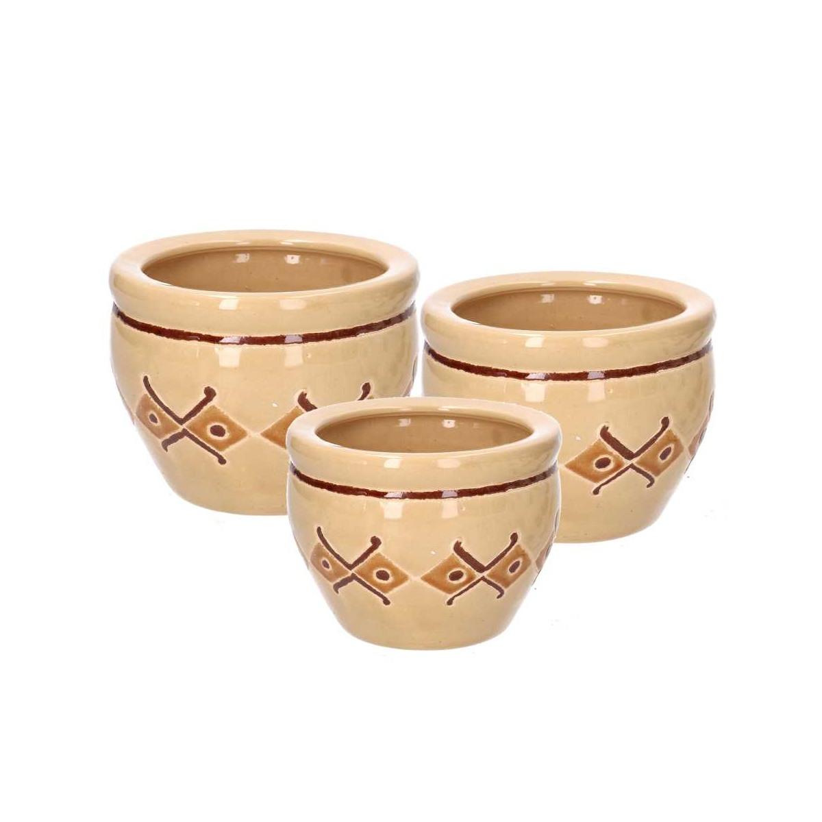 Coprivaso Ceramica Set pz.3 Crema con Rombi cm.ÃƒÂ˜30h21 | Vacchetti