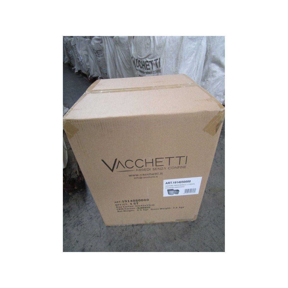 Cestone Paper Bianco Set pz.2 Angol con Foderacm.40x40h53 | Vacchetti