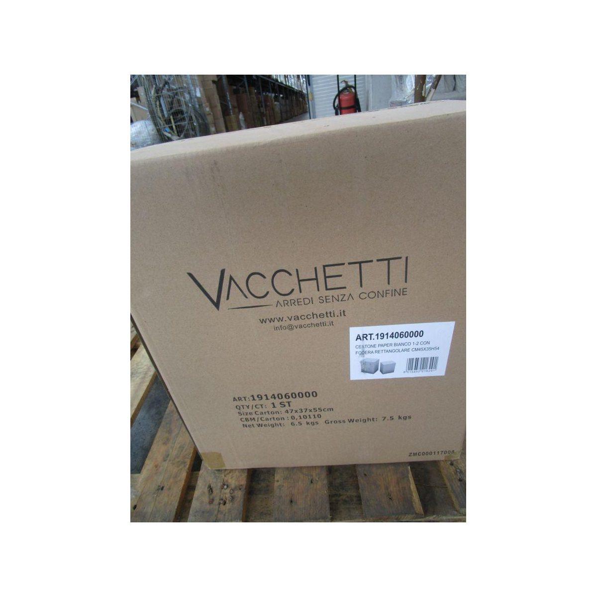 Cestone Paper Bianco Set pz.2 con Fodera Rettangolare cm.45x35h54 | Vacchetti