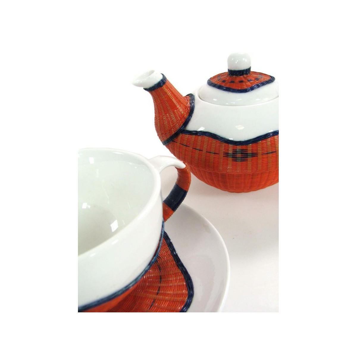 Tazza The con Teiera e Lattiera 9pz.decoro Bambu' Arancione | Vacchetti