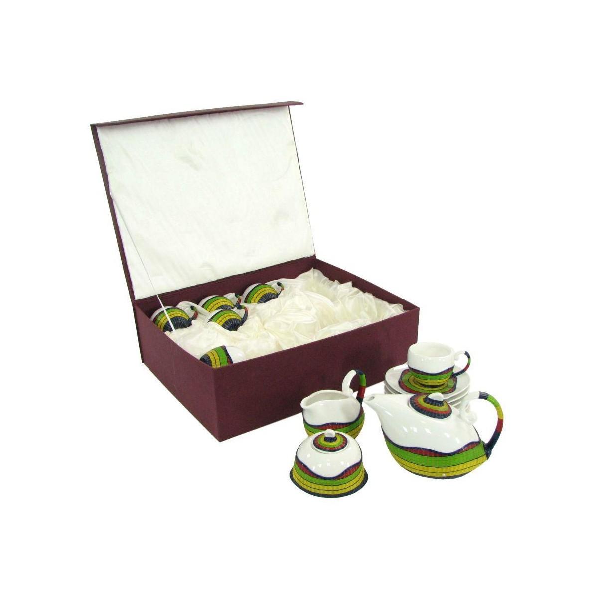 Tazza The con Teiera e Lattiera 9pz.decoro Bambu' Multic | Vacchetti