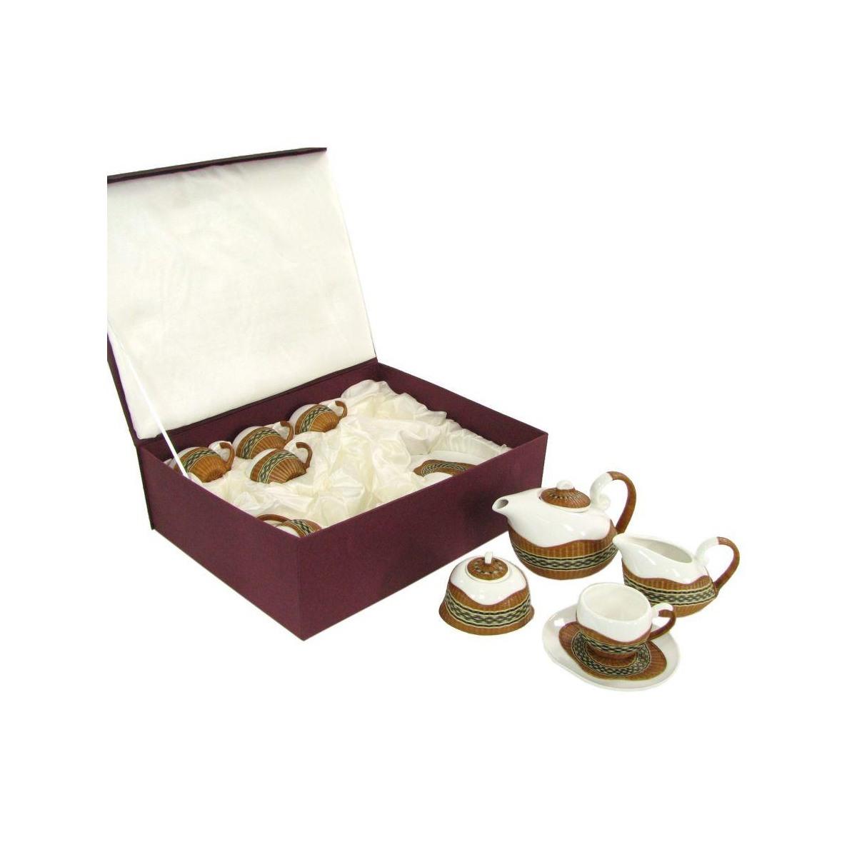 Tazza The con Teiera e Lattiera 9pz.decoro Bambu' Noce | Vacchetti